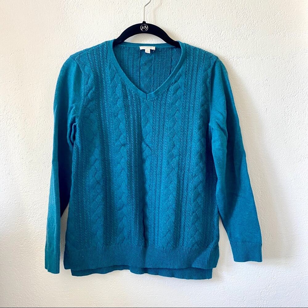 Talbots Petites Blue V-Neck Sweater Size Small